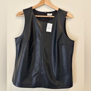 J. Crew Black Faux Leather Sleeveless Shell Top NWT M
